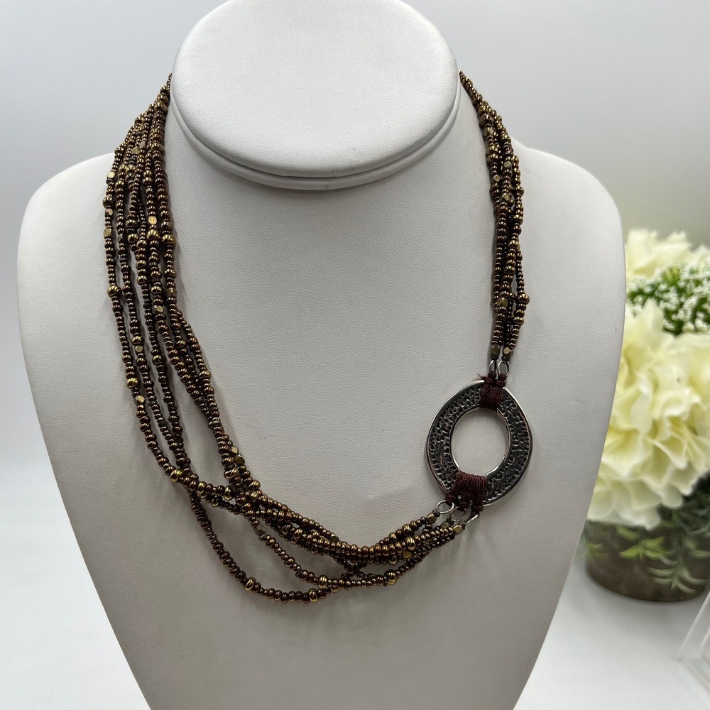 Silpada Retired Sterling Silver N1785 Multi Strand Bronze Seed Bead Necklace